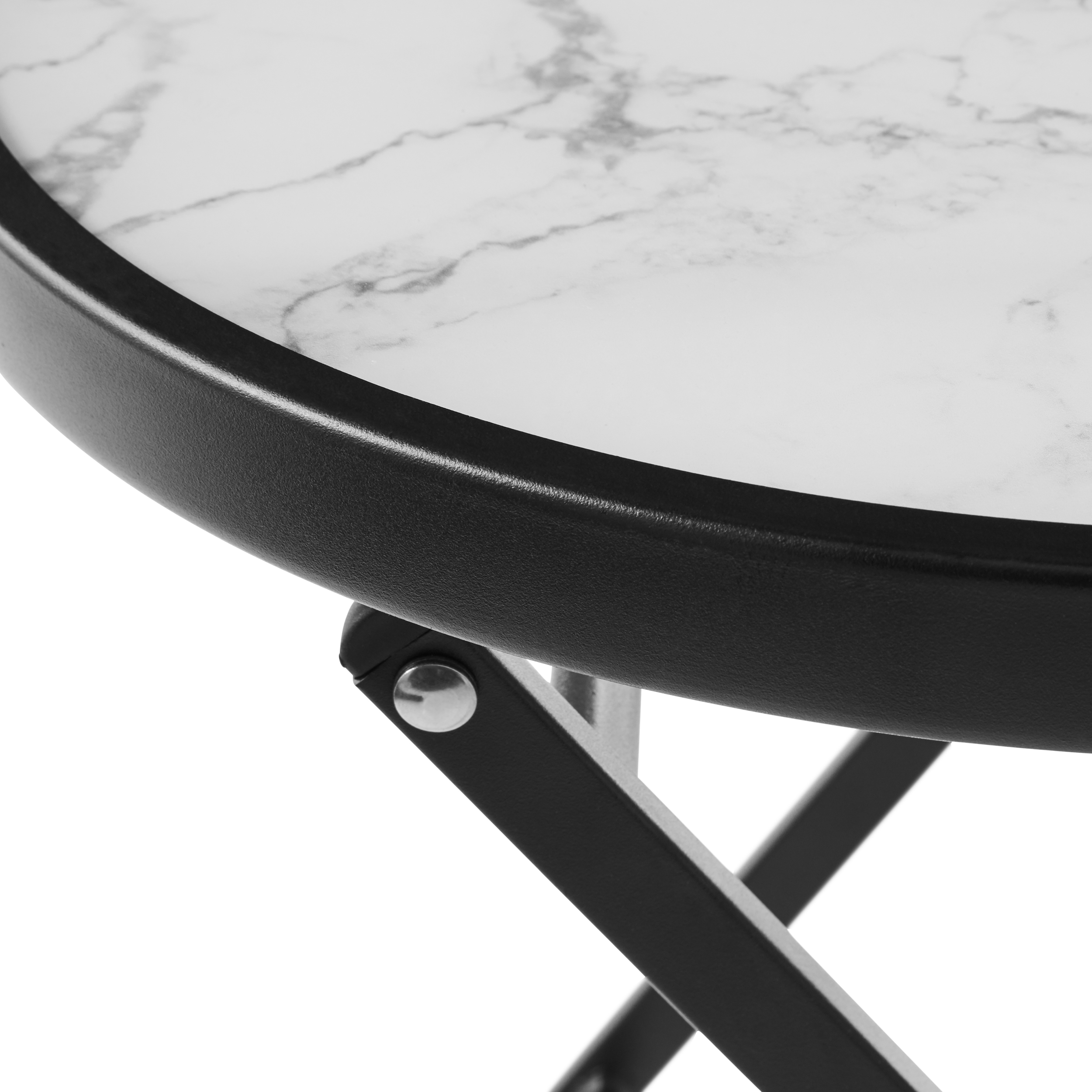 Mainstays 18" Greyson Square White Marble Steel Round Folding Table - image 5 of 7