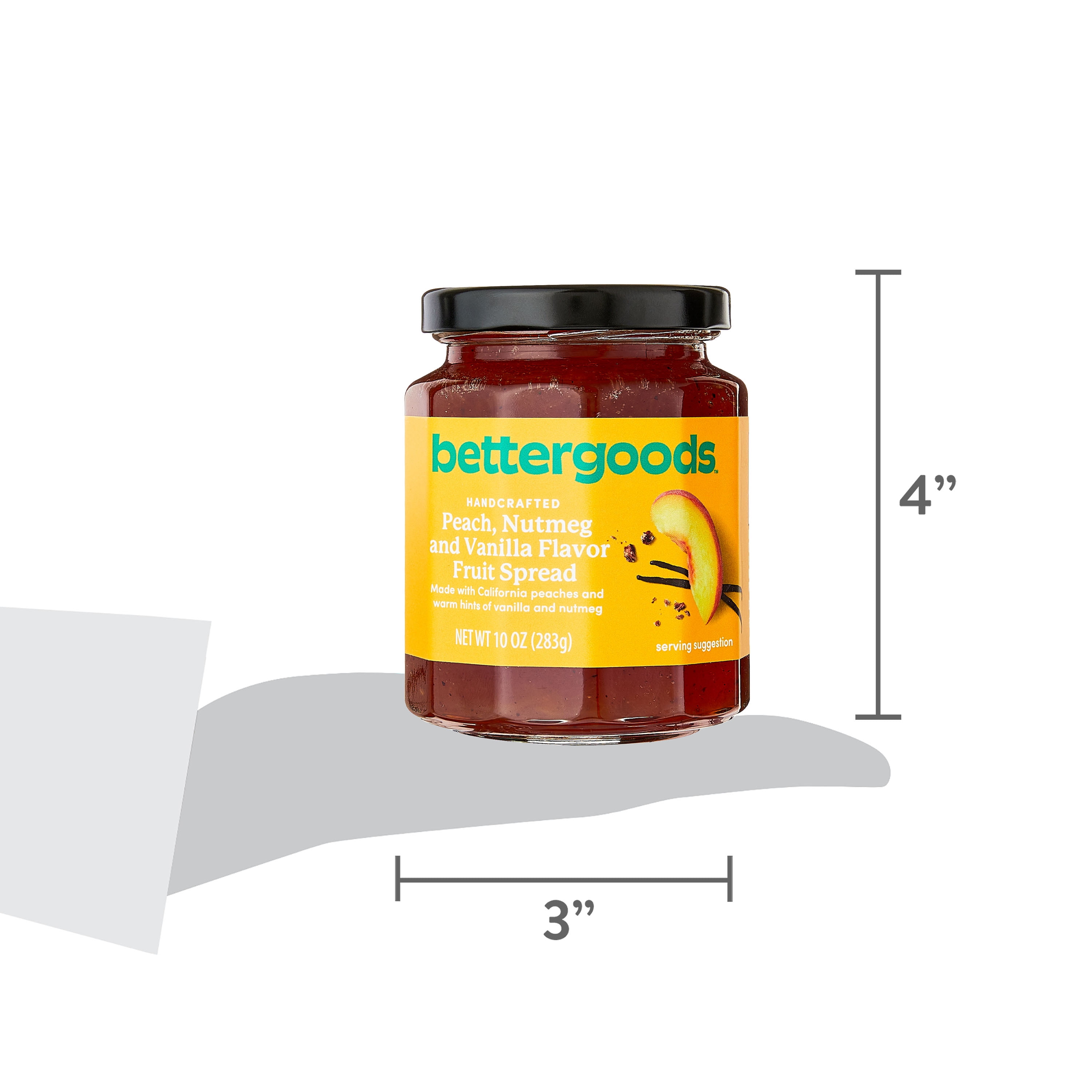 (3 pack) bettergoods Peach, Nutmeg and Vanilla Flavor Fruit Spread, 10.5 oz