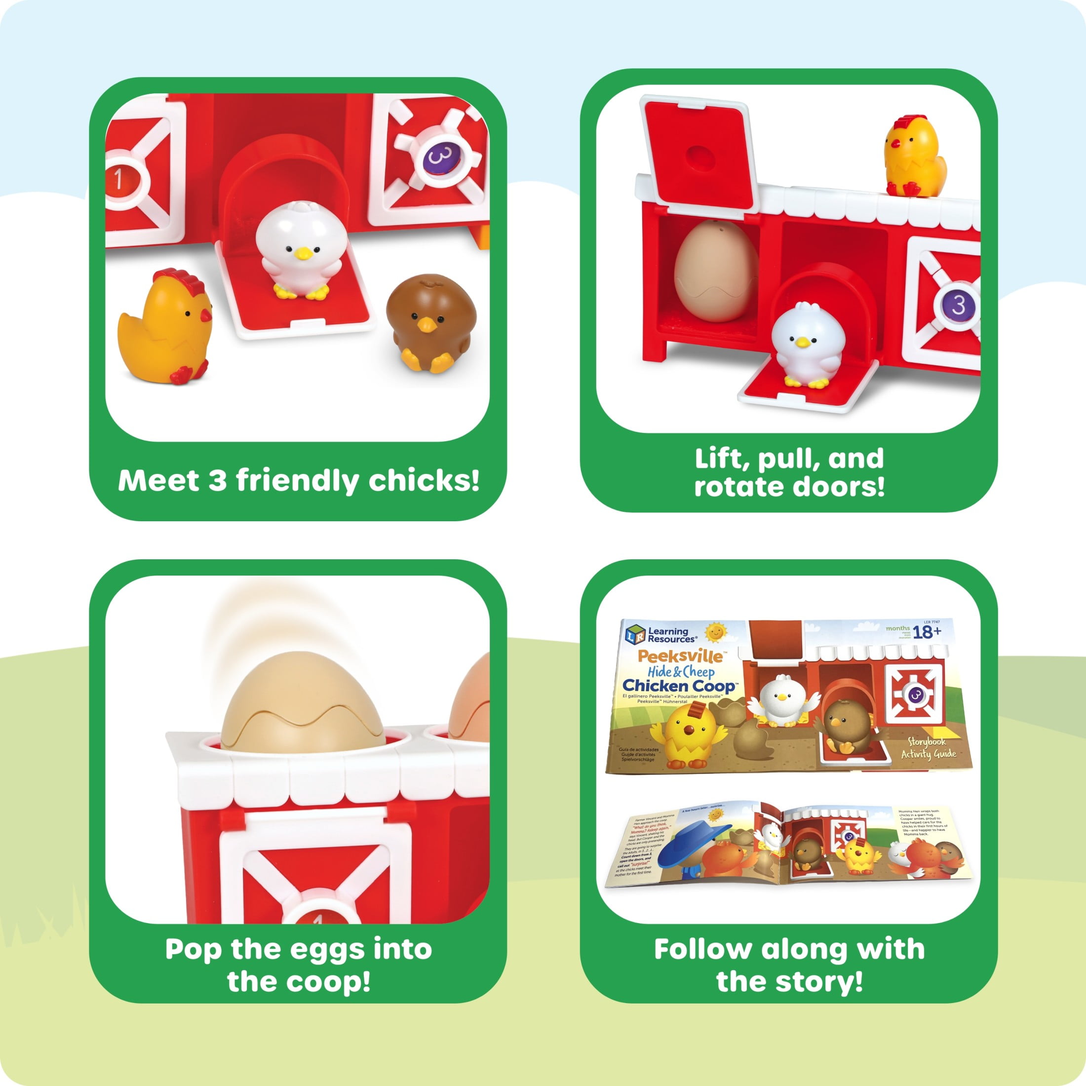 Learning Resources Hide & Cheep Chicken Coop Educational Toy, Ages 18 Months+, 6 Piece Set
