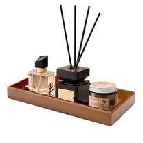 Rectangle Wood Bathroom Tray, 11.4" x 4.3" Wooden Serving Platter, Decorative Ottoman Tray Organizer for Counter Vanity Kitchen Decor Table Party