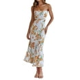thumbnail image 4 of Txlixc Mujer Sexy Ahueca Hacia Fuera Maxi Vestido Spaghetti Straps Lace Up Bodycon Elegante Noche Fiesta Club Wear Midi Vestido Txlixc Casual, 4 of 8