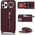 thumbnail image 4 of iPhone 11 Pro Max Case for Women with Card Holder,iPhone 11 Pro Max Phone Case Wallet with Strap,Crossbody Lanyard Cases with Credit Card Slots Kickstand Ring Holder Stand Case,6.5",Burgundy, 4 of 13
