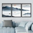 thumbnail image 3 of IDEA4WALL Framed Canvas Print Wall Art Set Pastel Mountain Range Boat Ocean Nature Wilderness Modern Art Decorative Landscape Rustic for Living Room, Bedroom, Office - 16"x24"x3 Black, 3 of 5