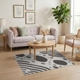 thumbnail image 3 of ODIKA 4'x6' Ivory Gray Contemporary Abstract Geometric Washable Area Rug Modern Minimalist Scattered Oval Dots Diagonal for Dorm Room, Small Living Stain Resistant Low Profile, Easy Care, 3 of 7