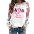 thumbnail image 2 of ZRGHAOYLQ Christmas Sweatshirts for Women Pink Merry Christmas Sweatshirt Leopard Long Sleeve Shirts Casual Crewneck Pullover Top Christmas Sweatshirt Clearance, 2 of 3