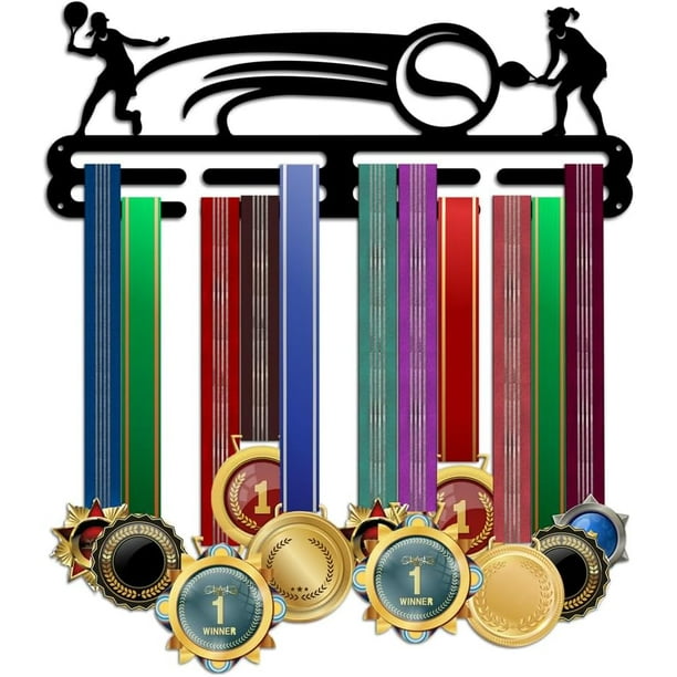 Exhibidor de medallas de tenis, colgador de medallas de tenis, soporte para cintas deportivas, exhibidor de medallas y premios, estante para medallas, gancho para medallas de pared de varios niveles