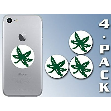 4-Pack: Round GREEN Buckeye Helmet Sticker Decal (ohio football state cell logo) 1.25 inch (4 stickers)