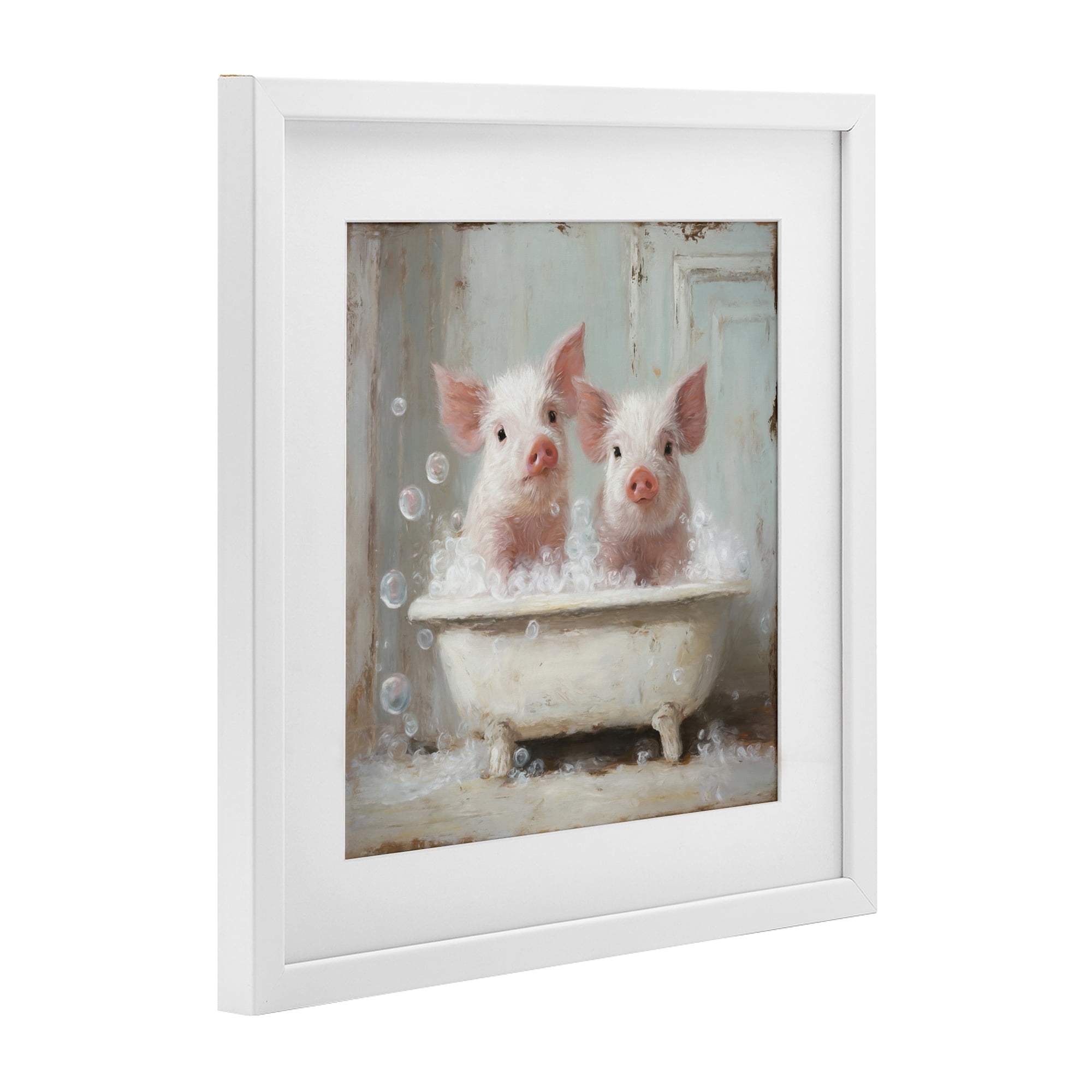 Stupell Industries Piglet Bubble Bath White Framed Print Under Glass, design by Tina LeCour