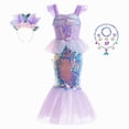 thumbnail image 1 of Vestido de princesa con encanto de La Sirenita, disfraces de Cosplay para niños y niñas, vestido de escenario de fiesta de cumpleaños de sirena, ropa de Halloween Fivean unisex, 1 of 2