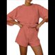 thumbnail image 3 of Conjuntos de Pijama para Mujer, Blusas Extragrandes de 3/4 y Pantalones Cortos con Cintura Elástica, Conjuntos de Estar por Casa. Rosa M, 3 of 7