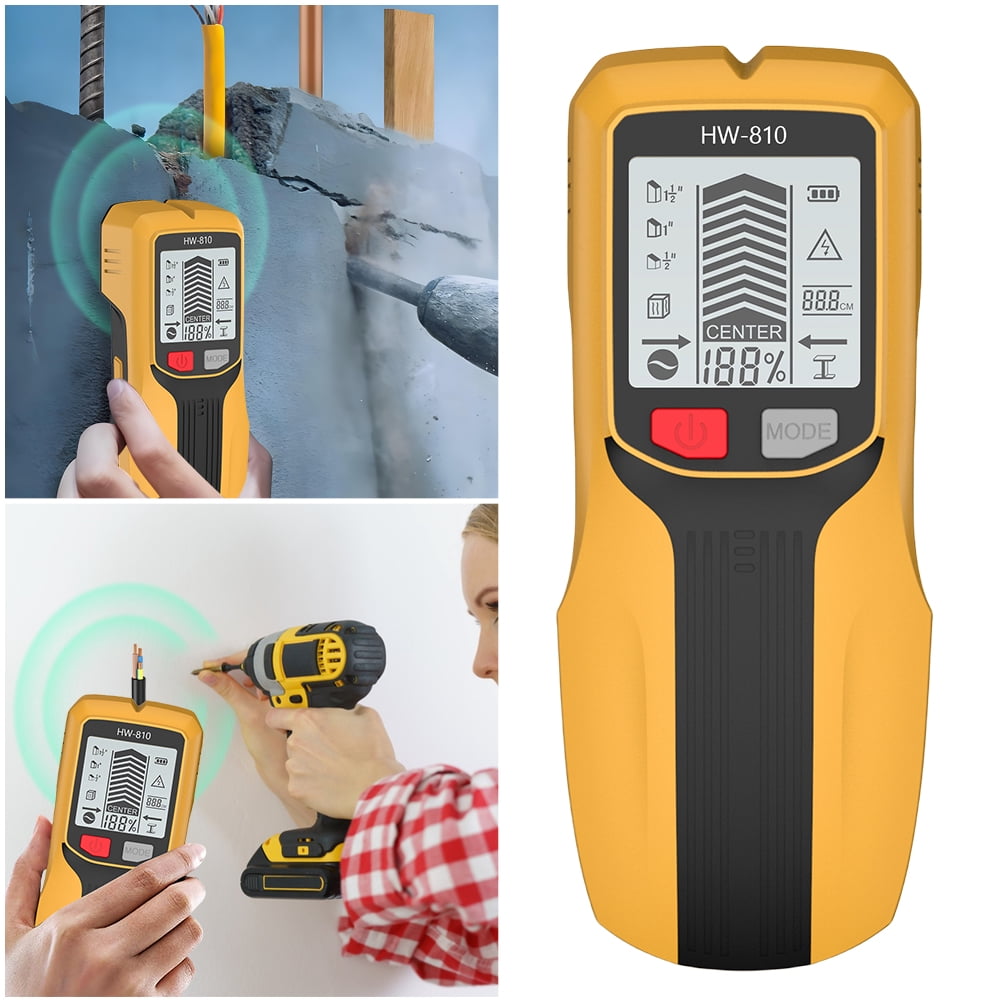 BLEEUS 6 In 1 Smart Stud Finder Wall Scanner For Wood Magnetic Metal Ac Wire Measurement and analysis supplies （Yellow）