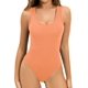 thumbnail image 1 of Xishao - Body de Tirantes para Mujer, Cuello Redondo, Acanalado, Espalda Cruzada, Anaranjado, L Xishao ropa, 1 of 2
