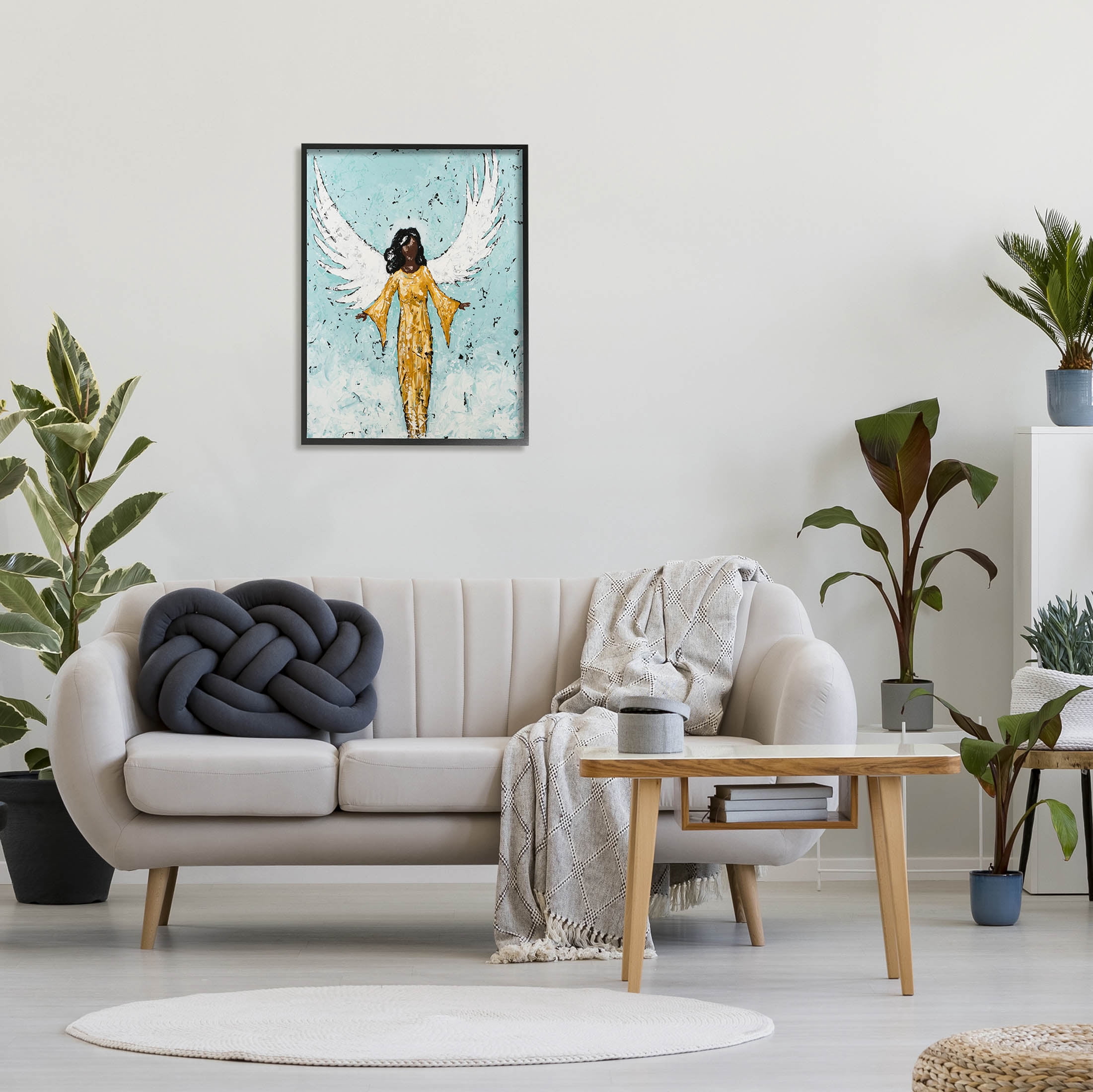 Stupell Industries Angel Wings Woman Portrait Painting Black Framed Art Print Wall Art, Design by Jade Reynolds