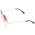 thumbnail image 3 of Super Oversize Slim Temple Colorful Gradient Lens Round Sunglasses 61mm (Gold / Purple-Yellow), 3 of 4