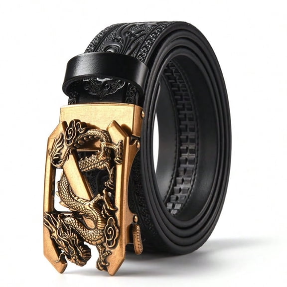 Cowboy Ratchet Belt Western Leather Belts for Men with Automatic Cowboy Buckle-No Box