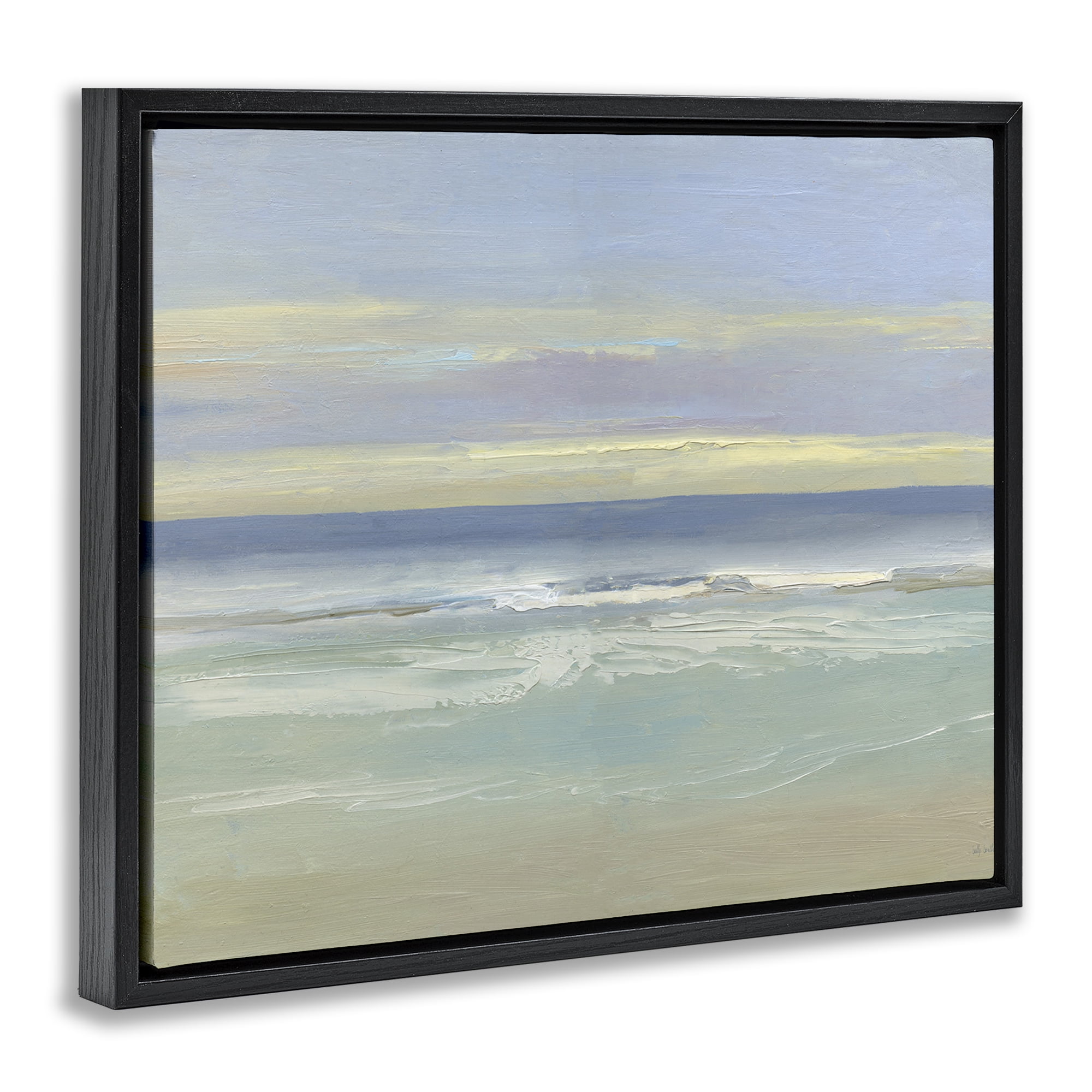 Stupell Industries Tranquil Coastal Morning Waves Black Framed Floater Canvas Wall Art, design by Sally Swatland