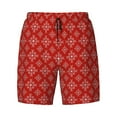 thumbnail image 4 of Lsque Mens Swim Trunks Red White Snowflakes Pattern - Bathing Suit Compression Liner - Beach Swim Shorts Swimwear - (S-3XL) - Stretch Quick Dry -XX-Large, 4 of 9
