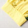 thumbnail image 5 of Womens Tops Casual Deep V Neck Linen T Shirts Floral Print Loose Comfy Short Sleeve Everyday Beach Tops Yellow S, 5 of 9
