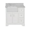 thumbnail image 2 of Zelda 36" Farmhouse Bathroom Vanity with White Cabinet and Carrara Marble Top, 2 of 6