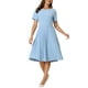 thumbnail image 2 of Vestido plisado A-Line de manga corta para mujer Inspire Chic, vestido midi para el trabajo, talla M, azul, 2 of 6