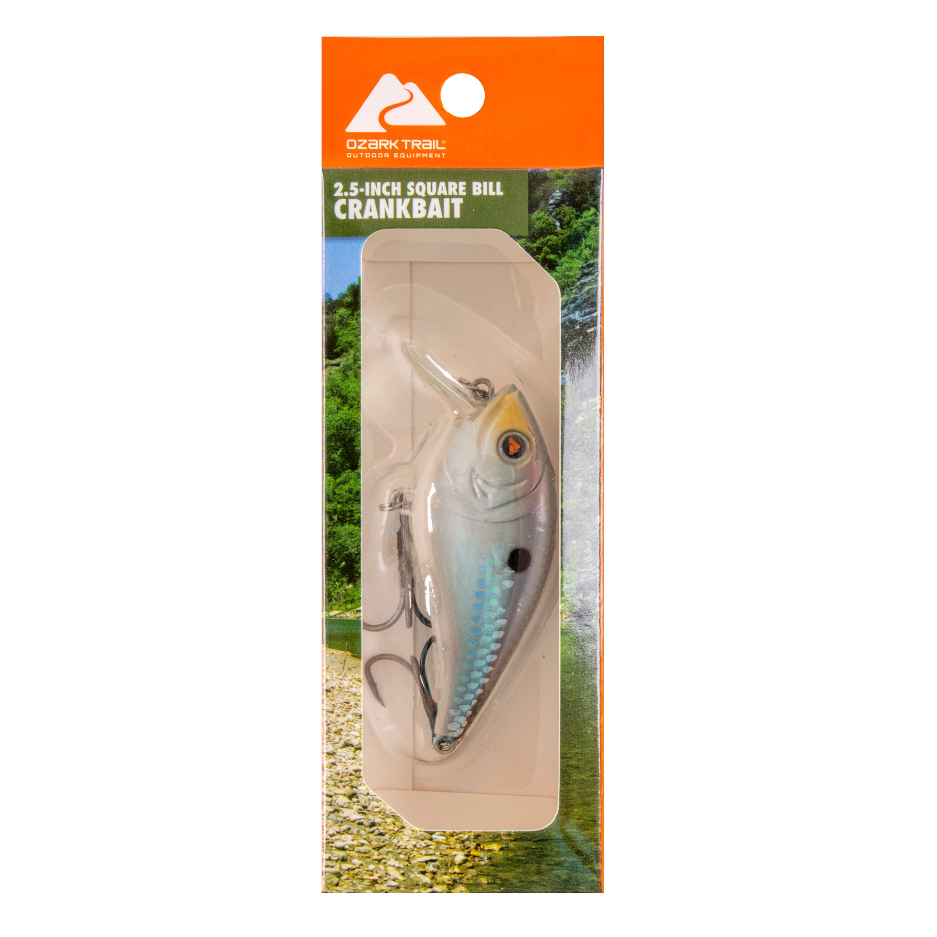 Ozark Trail Squarebill Crankbait Fishing Lure 1" with Rattle Chamber – Shad Scale Finish