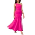 thumbnail image 1 of B91xZ Robes Décontractées pour Femmes une Épaule Sans Manches Froncée Torsadée Robes Maxi Fluides, Rose Vif TP, 1 of 5