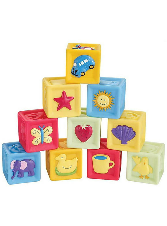 10PCS/Set Baby Blocks Toys Non-toxic Soft Plastic Cartoon Cube Building Children Educational Soft Rubber Blocks