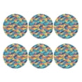 thumbnail image 2 of Fuzoiu Colorful Fish 1 Print Leather Coasters Set,Drink Coasters Set of 6,for Tabletop Protection, Durable PVC Coasters,Home Décor and Housewarming Gift,Round Shape, 2 of 7