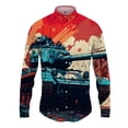 thumbnail image 3 of Camisa con estampado 3D de tanque para hombre y mujer, camisa informal de manga larga a la moda, ropa de calle con botones, ropa unisex de gran tamaño, 3 of 5