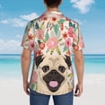 thumbnail image 6 of Pug Dog Lovers Florals Hawaiian Shirts For Men, Summer Short-Sleeve Relaxed-Fit Button-Down Shirts Large, 6 of 9