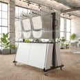 thumbnail image 3 of Emma + Oliver Heavy Duty Folding Table and Chairs Mobile Cart with Locking Wheels and Included Outdoor Cover and Bungee Cords, Black, 3 of 13