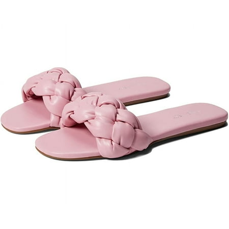 Nine West Lula 3 Light Pink Open/Rounded-Toe Synthetic Slide Sandal (9.5, Light Pink)
