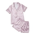 thumbnail image 2 of Xixinqiwan Two Piece Womens Pajama Set,Women's Cotton Modal Piped Notch Collar Pajama Set Short Sleeve Loungewear Shorts with Pockets, 2 of 6