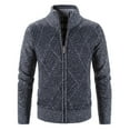 thumbnail image 3 of Xzbqbs Mens Knitted Jacquard Jackets Full-Zip Warm Slim Fit Sweater Coat Fashion Lightweight Solid Stand Collar Sweater Jackets, 3 of 4