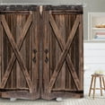 thumbnail image 4 of Stall Barn Door Bathroom Shower Curtain 36W by 72H Inch Wooden Wood Half Small Rustic Farmhouse Camper RV Polyester Fabric 12 Plastic Hooks Waterproof Decor, 4 of 4