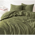 thumbnail image 3 of Brooklyn Loom Oversized Marshmallow Plush 100% Microfiber Polyester Olive Green 3-Piece Queen Comforter Set, Solid Casual themed, Adult Bedding, OEKO-TEX Certified, 3 of 10