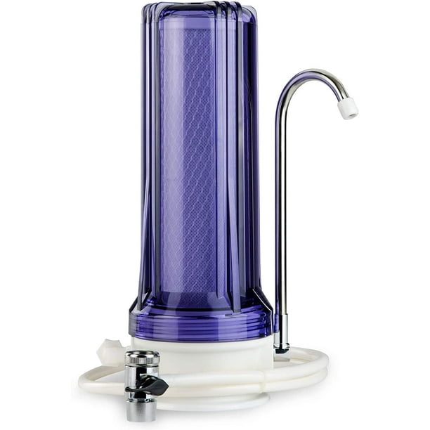 iSpring CKC1C Sistema de Filtración de Agua Potable de Encimera con Filtro de Carbón, 2.5" x 10", Transparente