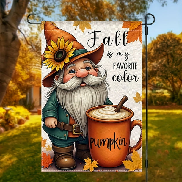 Bandera de jardín de otoño de 30x45 cm con diseño de calabaza, hoja de arce y motivos de ancianos. Ideal para decorar el hogar, habitaciones o paredes. También disponible en lino.