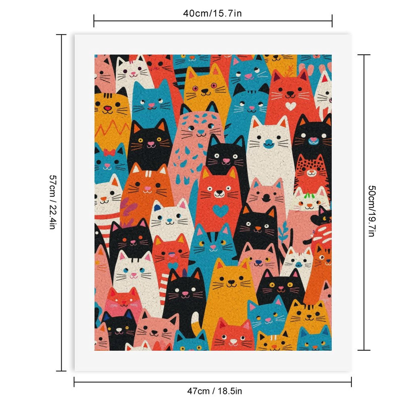 Paint By Numbers Kit for Adults Beginner - DIY Colorful Cat Pattern Art Design Canvas Painting Kits for Adults, Frameless Paint By Number for Adults for Home Wall Decor 16x20 Inch