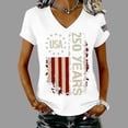 thumbnail image 2 of NMMUED Women's 4th of July Shirts V Neck Patriotic Tops 250 Years Graphic Tees Distressed American Flag Independence Day Summer Casual Short Sleeve T-shirts Outfits White XL, 2 of 9