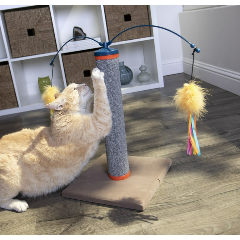 SmartyKat Scratch N Spin Carpet Cat Scratching Post with Interactive Spinning Wand Cat Toys
