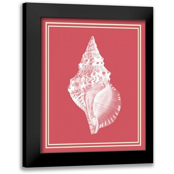 Fab Funky 12x14 Black Modern Framed Museum Art Print Titled - Mixed Nautical White on Coral d