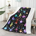 thumbnail image 5 of Halloween Blanket Haunted Sherpa Throw Black with Colorful Potions Flannel Cute Unique Design Halloween Fleece Blankets and Throws (50" x 60"), 5 of 6