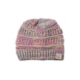 thumbnail image 2 of Enfants Doux Câble Tricot Haute Queue de Cheval Bonnet d'Hiver - Rose Arc-en-Ciel, 2 of 2