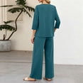 thumbnail image 6 of Two Piece Sets for Women 3/4 Sleeve Button Lounge Sets 2026 Summer Fall Vacation Travel Outfits Fashion Clothing Blue XL, 6 of 6