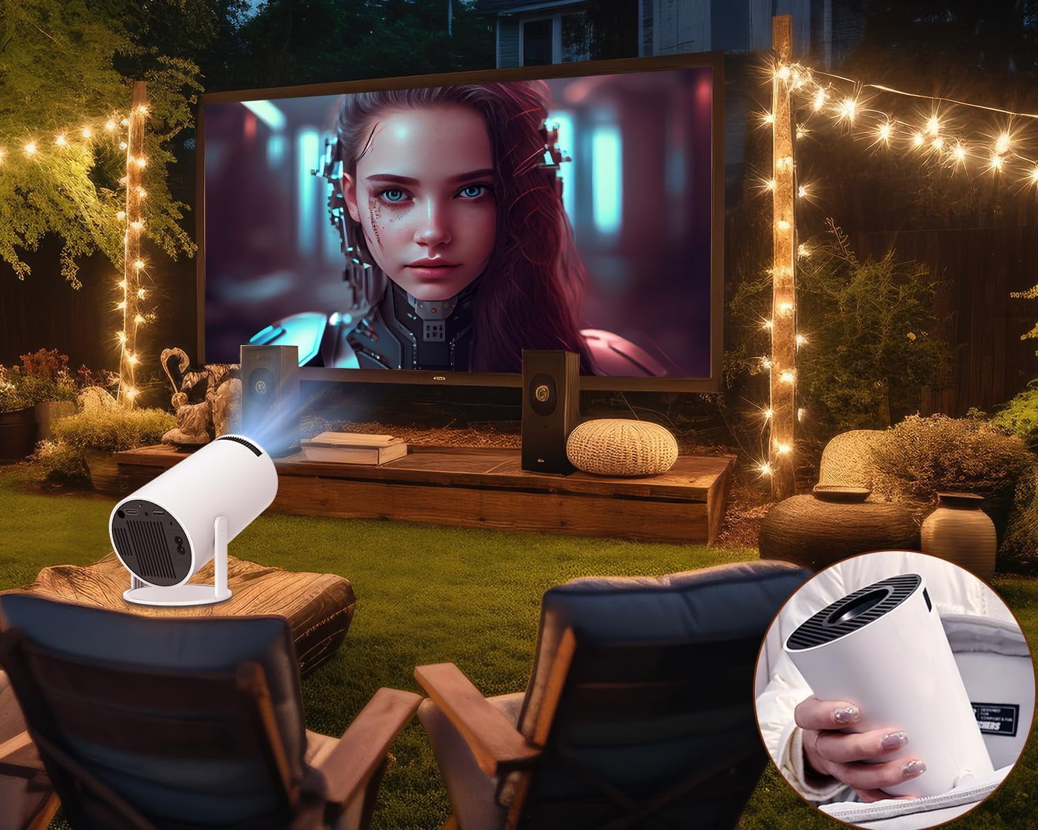 Portable Projector 4K 1080P Full HD Support with Android 11,   Projector for Home Theater