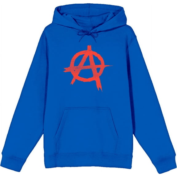 Anrachy Red Logo Adult Blue Long Sleeve Hoodie-Medium