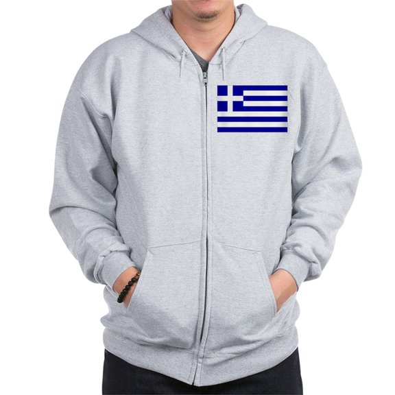 CafePress - Greece Flag Zip Hoodie - Zip Hoodie, Classic Hooded Sweatshirt with Metal Zipper