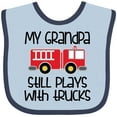 thumbnail image 3 of Inktastic Firefighter Grandpa Plays with Trucks Boys or Girls Baby Bib, 3 of 4