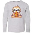 thumbnail image 3 of Inktastic Sloth Pizza Long Sleeve Youth T-Shirt, 3 of 5